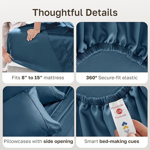 California Design Den Soft 100% Cotton Sateen Split King Sheet Set - Image 5