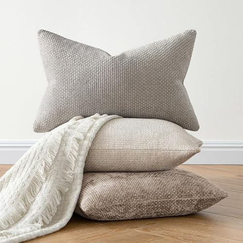 MIULEE Decorative Light Khaki Euro Sham Pillow Covers 24x24 Inch 2 Pack - Image 4