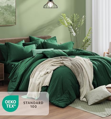 Monbix King Size Comforter Set 7 Pieces Emerald Green Bed in a Bag - Image 5