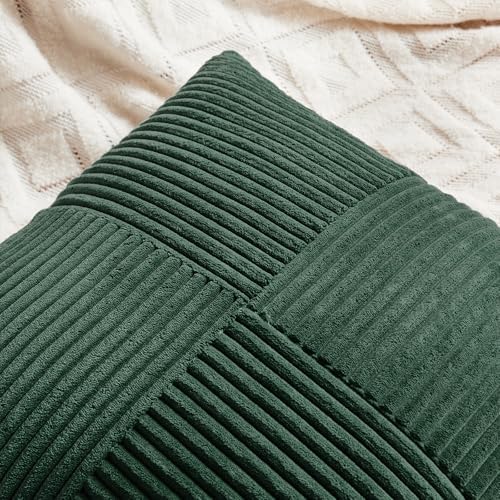 Fancy Homi Set of 2 Dark Green Boho Decorative Throw Pillow Covers 18x18 Inch - Image 4