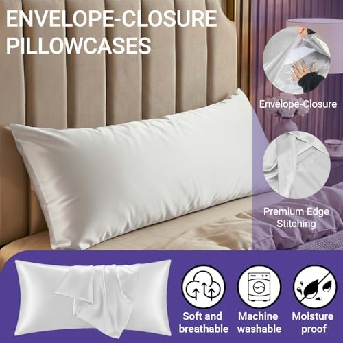 1 Pack Satin Pillowcase Silver Grey Body Size 20x54 Inch - Image 2