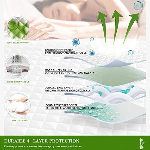 UNILIBRA Queen Mattress Pad Waterproof Rayon Made from Bamboo, Fitted Deep - Image 2