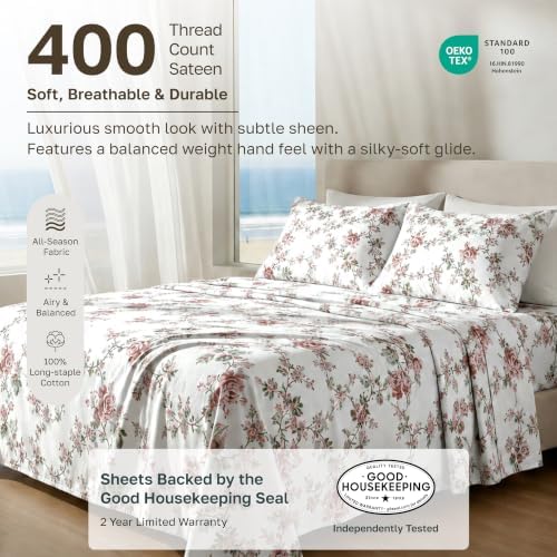 California Design Den Soft 100% Cotton Sateen Full Size Bed Sheets Set - Image 2