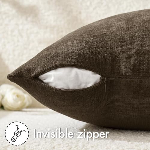 MIULEE Chocolate Brown Chenille Couch Lumbar Throw Pillow Covers - Image 6