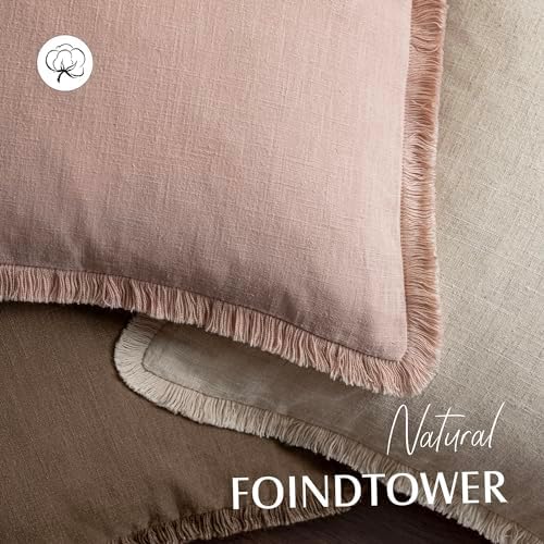 Foindtower Decorative Linen Fringe Throw Pillow Covers 18×18 Light Pink - Image 4
