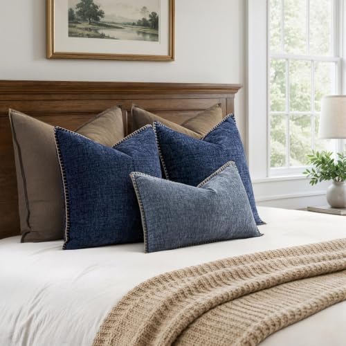 MIULEE Decorative Couch Throw Pillow Covers 16x16 Inch Navy 2 Pack - Image 6