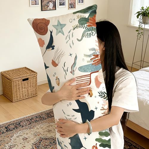 Coastal Beach Animal 20x54 Body Pillow Cover, Ocean Nursery Decor, Marine Life - Image 6