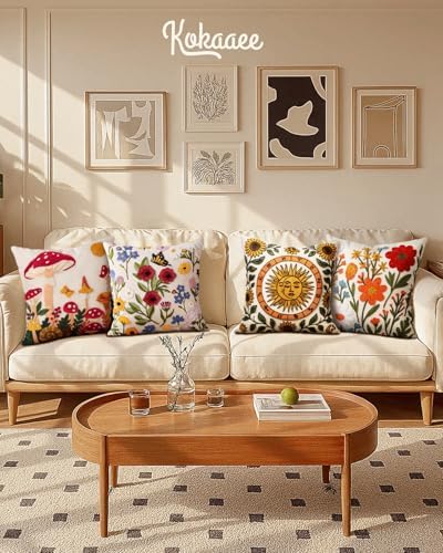 Embroidered Throw Pillow Covers 18x18 Inch, Flower Bee - Image 6