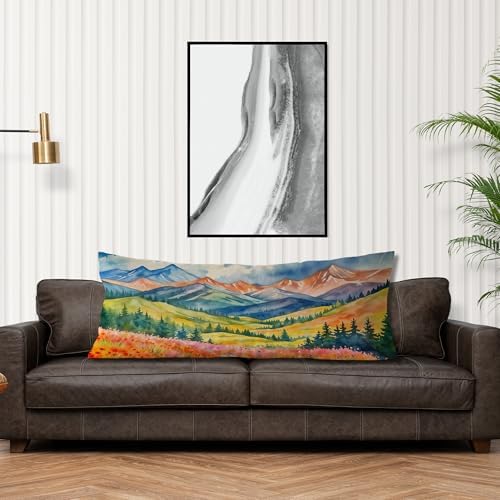 Maximalist Mountain Floral Body Pillow Covers 20x54, Mountain Home Decor - Image 4