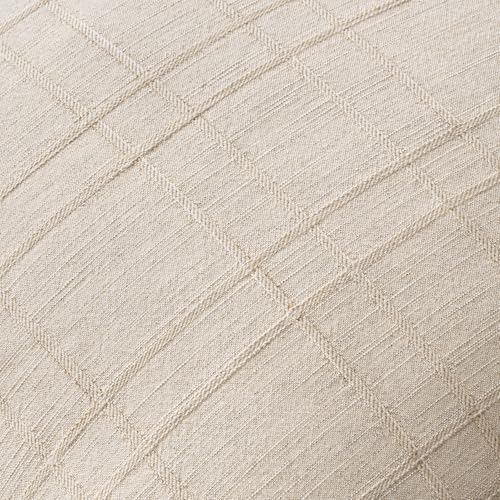 MIULEE Linen Plaid Pillow Covers Decorative Lumbar 12x20 Natural Beige - Image 2