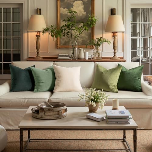MIULEE Velvet Throw Pillow Covers 18x18 Inch Pack of 2 Army Green - Image 3
