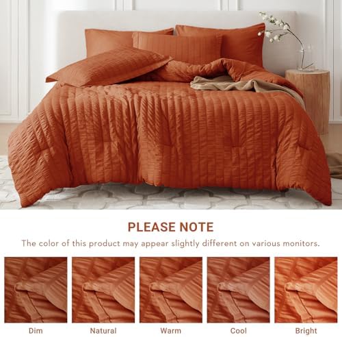 MUXHOMO 5 Pieces Twin XL Comforter Set, Seersucker Bed in a Bag Twin XL Size - Image 5