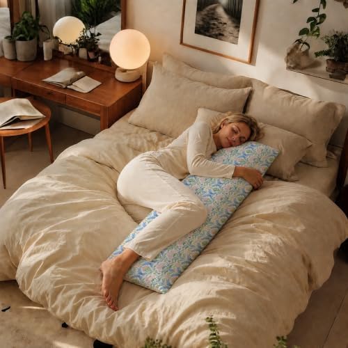 Grandmillennial Pink Blue Green Floral Body Pillow Cover 20x54 - Image 5