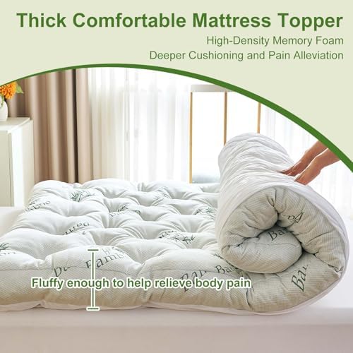 Whatsbedding Memory Foam Mattress Topper 4 Inch Deep Pocket Bamboo-Viscose - Image 5