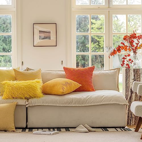 Home Brilliant 2 Pack Large Summer Pillow Covers Super Soft Striped Corduroy - Image 3