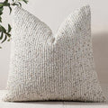 DEZENE 22x22 Cream Grey Throw Pillow Cover Textured Boucle Striped Chic Morden by DEZENE