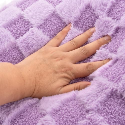 A Nice Night Faux Fur Reading Pillow, Checkered Fluffy Grid Plaid, Bed Wedge - Image 6