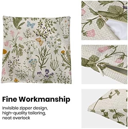 AEIOAE Spring Sage Green Wild Flower Pillow Covers 16x16 Set of 2 - Image 6