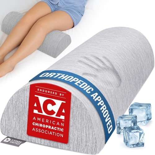 5 STARS UNITED Knee Pillow for Back Sleeping – Large Half Moon Bolster Pillow by 5STARSUNITED