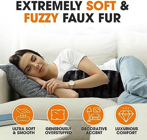 Cheer Collection Faux Fur Bolster Pillows – Soft Decorative Cylinder Pillows - Image 4