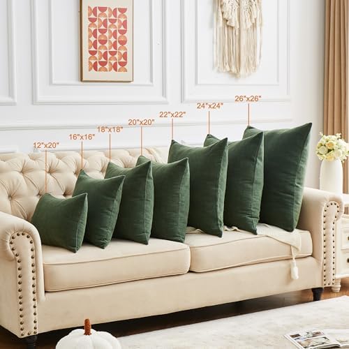 GAWAMAY Dark Green Chenille Throw Pillow Covers 18x18 Set of 2 - Image 6