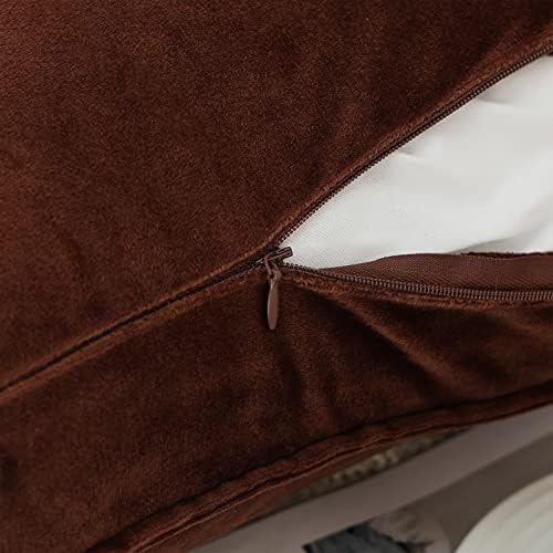 JIAHANNHA Velvet Brown Throw Pillow Covers 20”x20”Pack of 2 Soft Decorative - Image 3