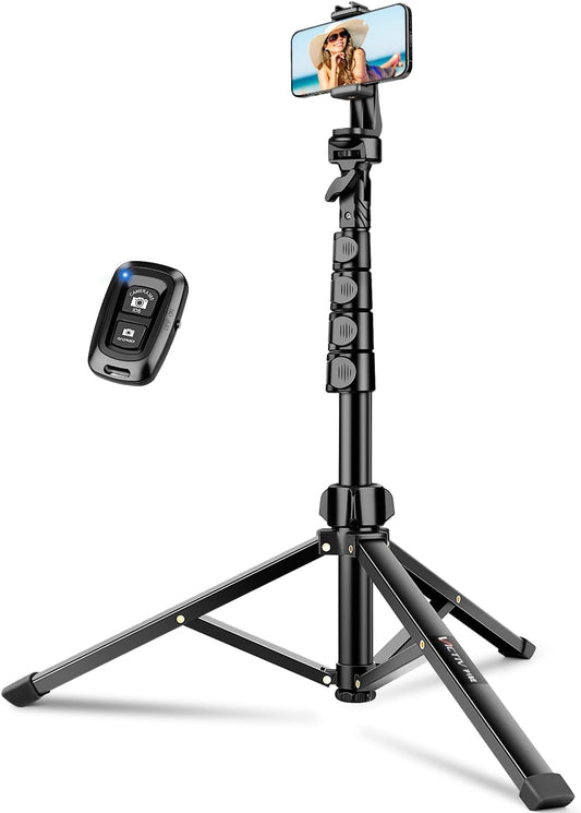 Phone Tripod, 72" Camera Stand Tripod with Remote and Phone Holder, Stable & Adjustable Tall, Suit for iPhone/Digital Camera