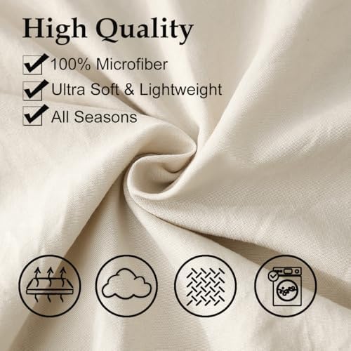 Beige Gray Tassel Pillowcases, Cream Boho Pillow Cases Set of 2, 100% Washed - Image 5