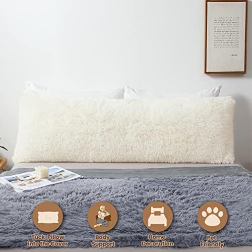 MEGO Luxury Fluffy Faux Fur Body Pillow Cover 20"x54" - Image 2