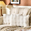 AmHoo Pack of 2 Throw Pillow Covers 3D Dense Faux Rabbit Fur Cozy Super Soft by AmHootextile
