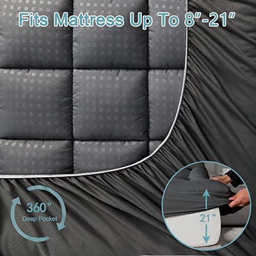 HYLEORY Queen Mattress Pad Quilted Fitted Mattress Protector Cooling Pillow Top - Image 5
