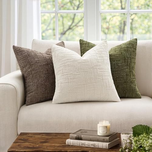 MIULEE Chenille Textured Lumbar Throw Pillow Covers Cream White 12x20 - Image 4