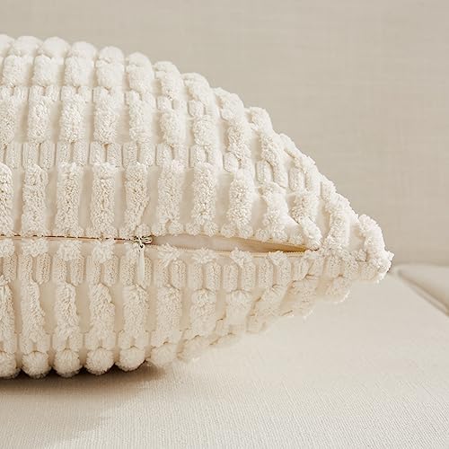 Fancy Homi Cream Lumbar Decorative Throw Pillow Covers 14x24 Inch - Image 3