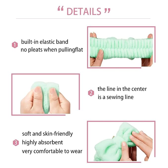 7 Pcs Spa Set, Facial Headband and Wristband Set, Skincare Accessories - Image 8