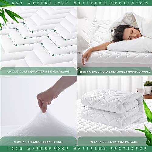 Unilibra Twin XL Size Waterproof Mattress Pad Rayon Made from Bamboo, Quilted - Image 5