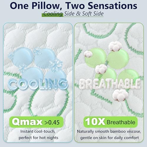 Shredded Memory Foam Pillow, Cooling Pillow Queen Size 1 Pack Adjustable Firm - Image 7