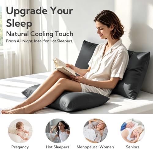 MR&HM King Pillowcase Set of 2, Cooling & Breathable, Dark Grey - Image 2