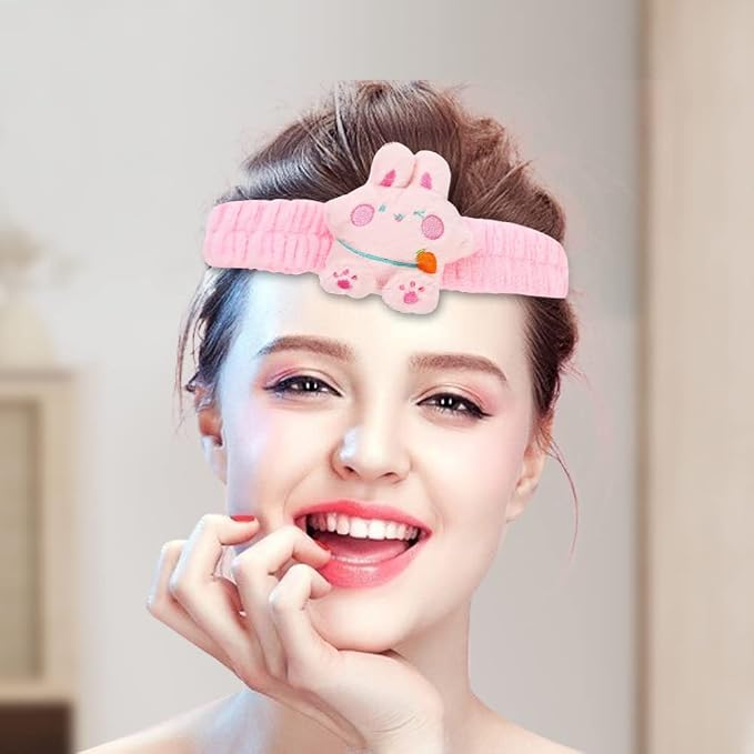 PERFECTSIGHT Kawaii Spa Headband Set, 2 Pack Cute Soft Coral Fleece Makeup and - Image 5