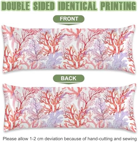 Satin Body Pillowcase Rose Pink Coral Reef Imitation Silk Pillow Cover - Image 3