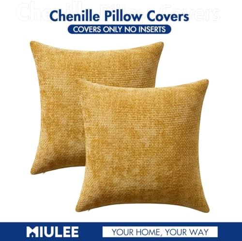 MIULEE Decorative Gold Euro Sham Throw Pillow Covers 26x26 Inch 2 Pack - Image 7