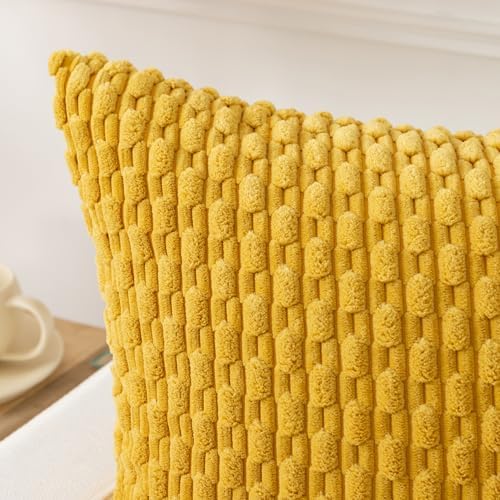 Kevin Textile Soft Corduroy 16"x24" Pillow Cover 1 Pack, Mustard Yellow - Image 2