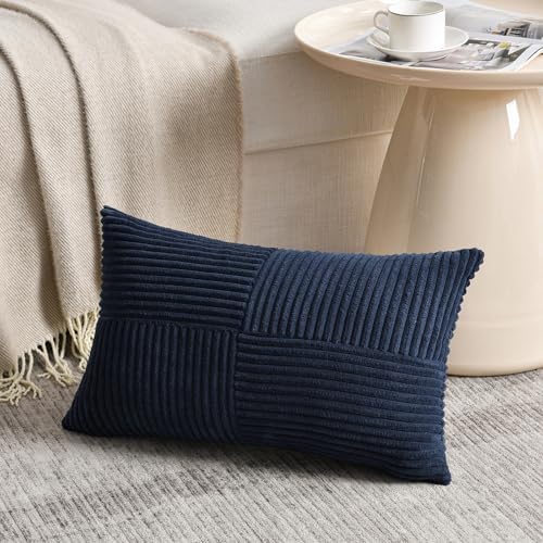 Fancy Homi 2 Packs Navy Blue Lumbar Decorative Throw Pillow Covers 20x28 Inch - Image 2
