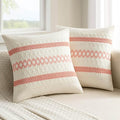 MIULEE Set of 2 Coral Red Boho Decorative Pillow Covers 20x20 Inch by MIULEE