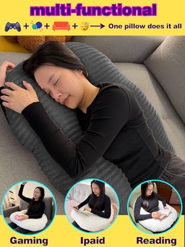 Crochet Pillow for Lap Support Lap Pillow for Gaming Grey - Image 5