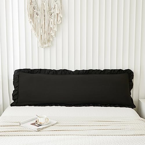 Black Body Pillow Cover 20x54inches Long Pillowcase Ruffled Pillowcases Shabby - Image 2