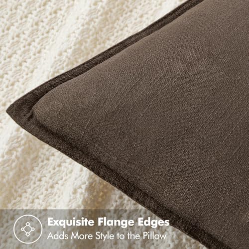 MIULEE Decorative Linen Pillow Covers 18x18 Inch Dark Coffee Chocolate - Image 2