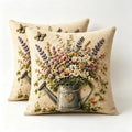 2D Flat Vintage Floral Linen Throw Pillow Covers 18x18 Set of 2 by Unknown