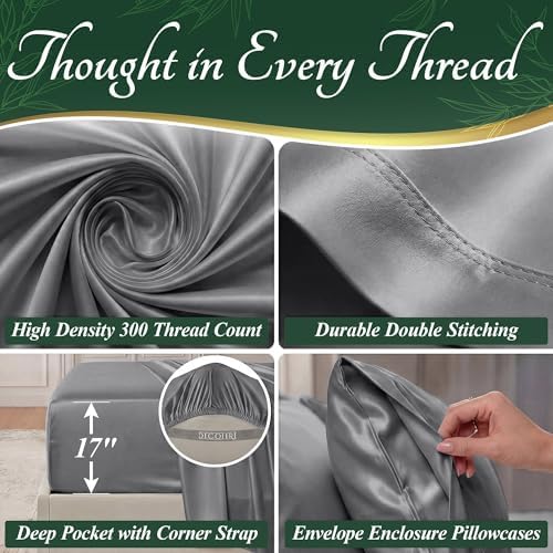 DECOLURE 100% Viscose Derived from Bamboo Sheets King Size, Luxury 6 Pc Set - Image 4
