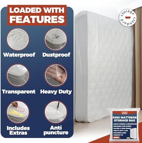 King Mattress Bags for Moving & Storage – Heavy Duty Thick 4mil Reusable - Image 3