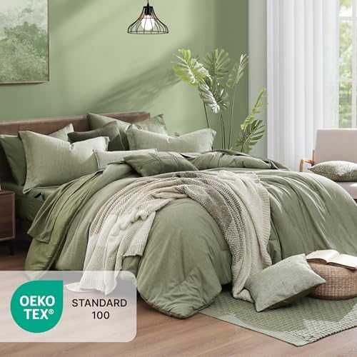 Monbix King Size Comforter Set Sage Green 7 Pieces Bed in a Bag - Image 5